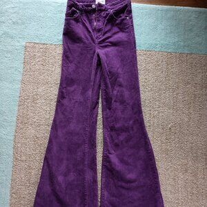 Rollas East Coast Flare High Rise Jeans Corduroy NWOT Womens Size 26 Plum